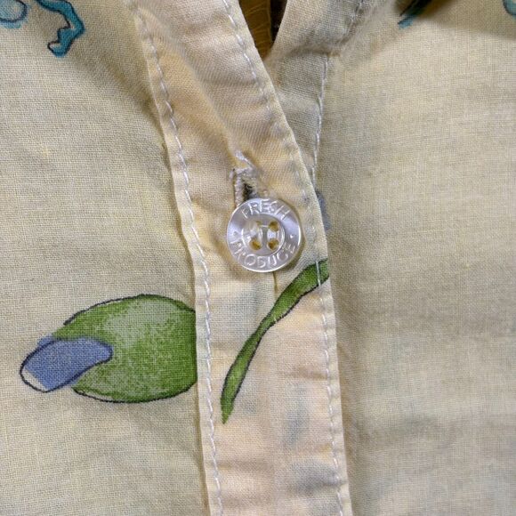 Fresh Produce Women Button Front Cotton Shirt USA Made Yellow Floral Medium D108 - Picture 2 of 10